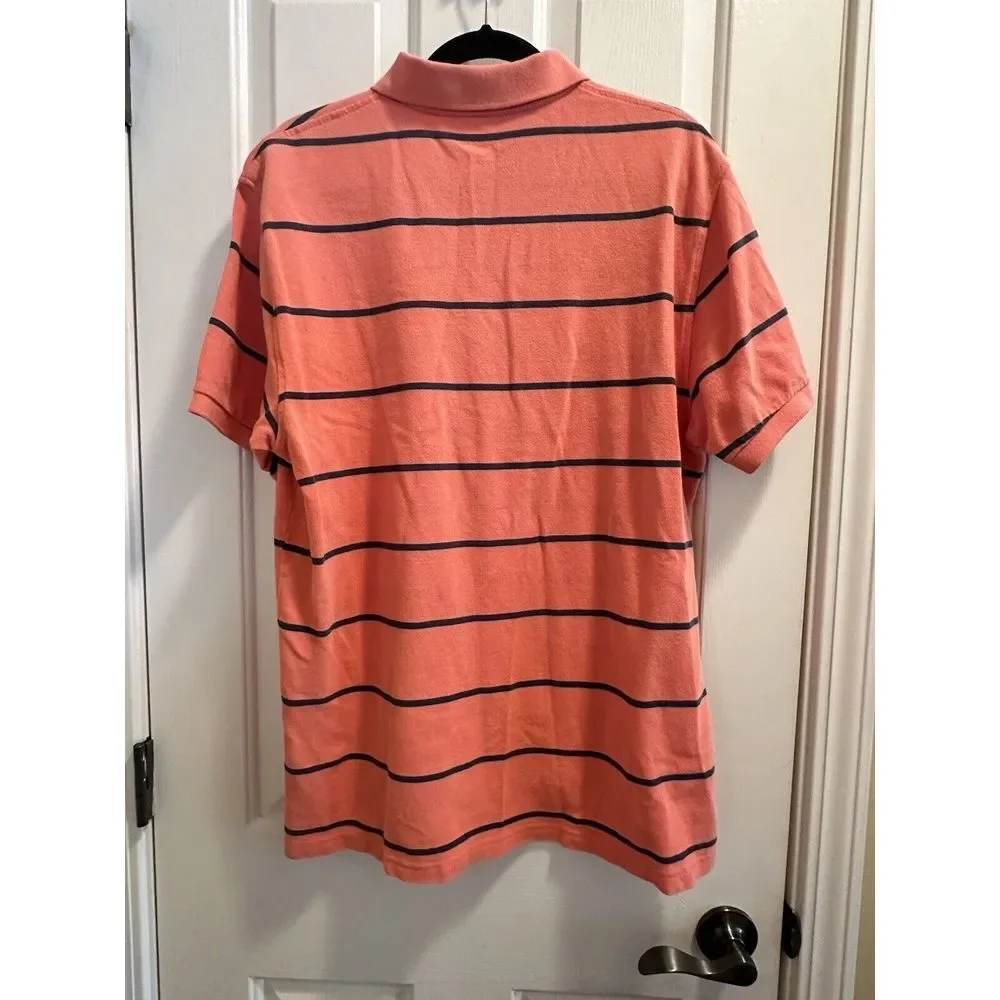 J Crew Polo Shirt Size Adult XL‎ Orange/Blue Striped Polo Mens